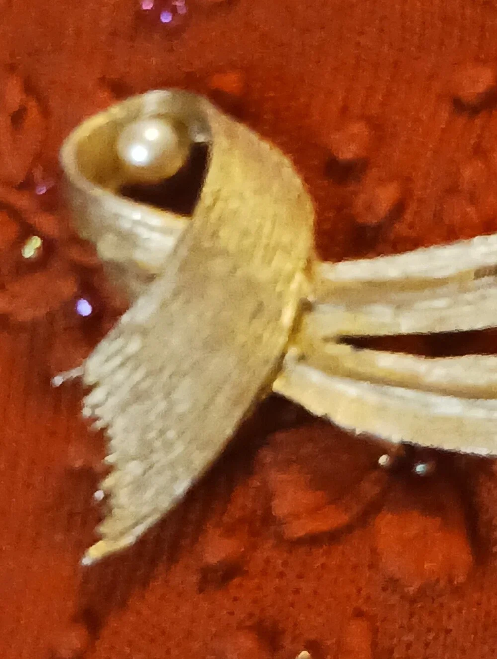 Vintage 1960s Monet Sweater Brooch, Faux Pearl Accent